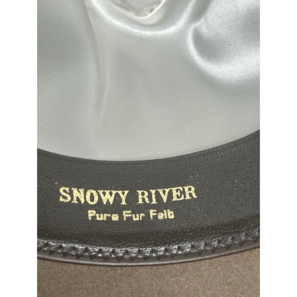 Vintage Akruba Snowy River Pure Fur Felt Australian Cowboy Hat Size 59 Feather - Picture 10 of 14
